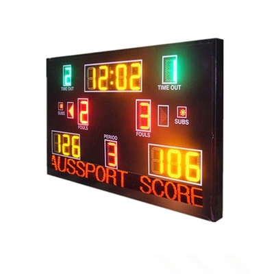 لوحة نتائج كرة السلة الإلكترونية الصفراء مع إشارة متحركة