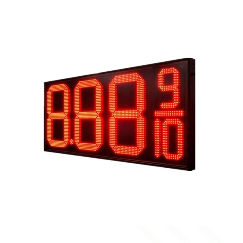 شاشة عرض أسعار غاز LED مقاس 12 بوصة بألوان حمراء وأربعة أرقام لمحطة البنزين